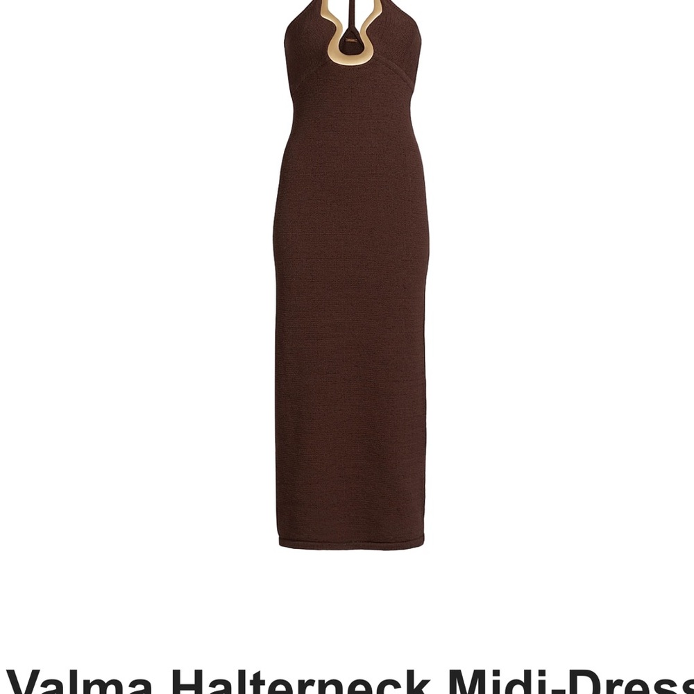 Cult Gaia Valma Halter Midi Dress with gold hardware Trim - Picture 11 of 11
